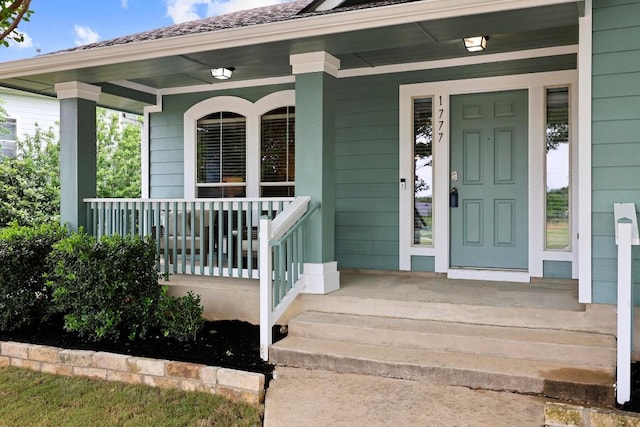 1777 Thompson Trl, Round Rock, TX 78664 - doorway to property featuring covered porch