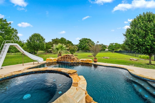 462 Shelf Rock, Driftwood, TX 78619 - view of pool featuring a water slide and a pool with connected hot tub