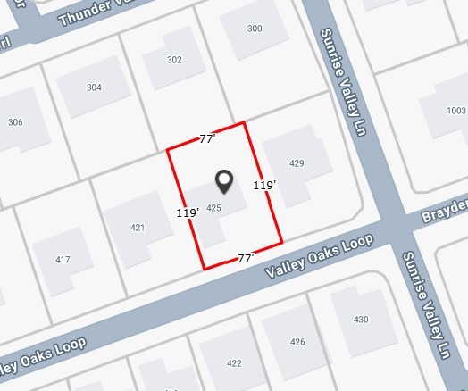 425 Valley Oaks Loop, Georgetown, TX 78626 - map / location of property area