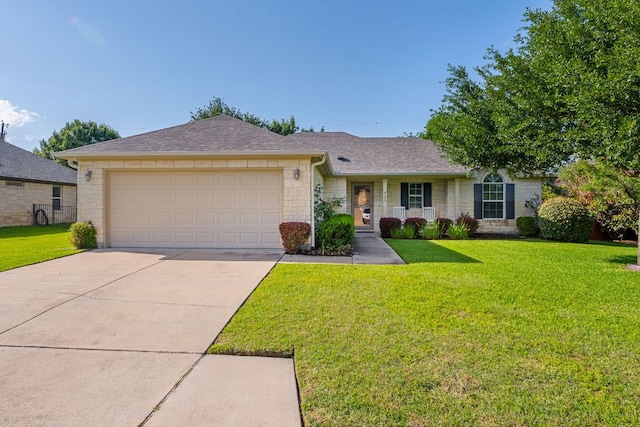 425 Valley Oaks Loop, Georgetown, TX 78626 - single story home with a garage, a front lawn, driveway, and a shingled roof