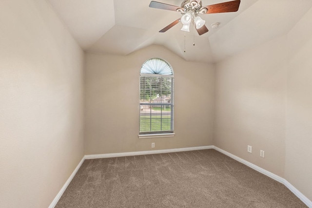 425 Valley Oaks Loop, Georgetown, TX 78626 - carpeted spare room with vaulted ceiling, baseboards, a ceiling fan, and a smoke detector