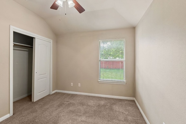 425 Valley Oaks Loop, Georgetown, TX 78626 - unfurnished bedroom with vaulted ceiling, carpet floors, a closet, and baseboards