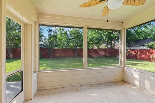 425 Valley Oaks Loop, Georgetown, TX 78626 - unfurnished sunroom with ceiling fan and plenty of natural light