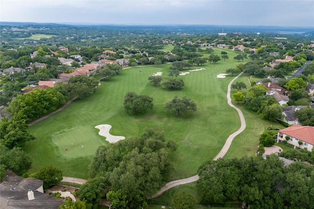 aerial view featuring golf course view and a residential view