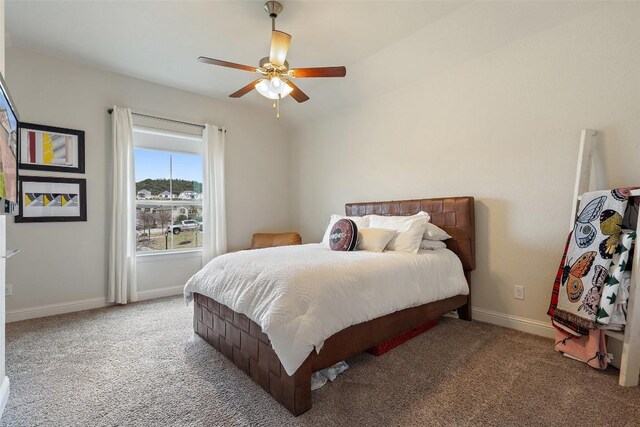 216 Vista Village Cv, Austin, TX 78738 - bedroom featuring carpet flooring, baseboards, and ceiling fan