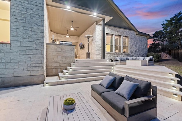216 Vista Village Cv, Austin, TX 78738 - view of patio with an outdoor living space and ceiling fan
