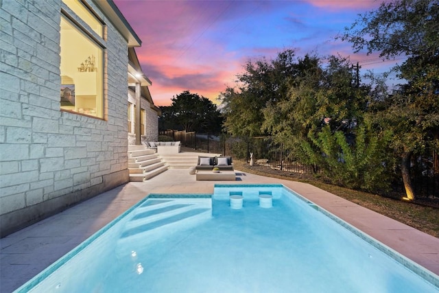 216 Vista Village Cv, Austin, TX 78738 - view of swimming pool featuring a patio and an outdoor living space