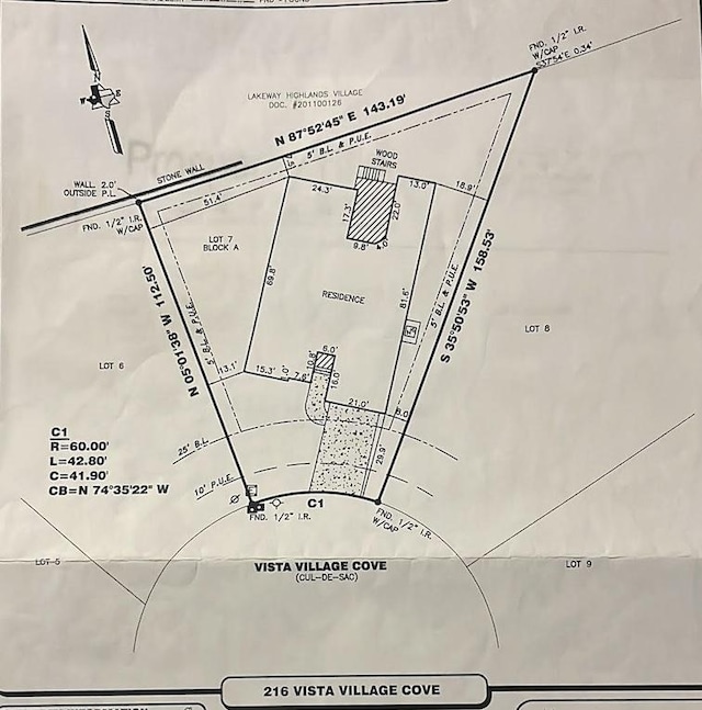 216 Vista Village Cv, Austin, TX 78738 - survey map / technical document