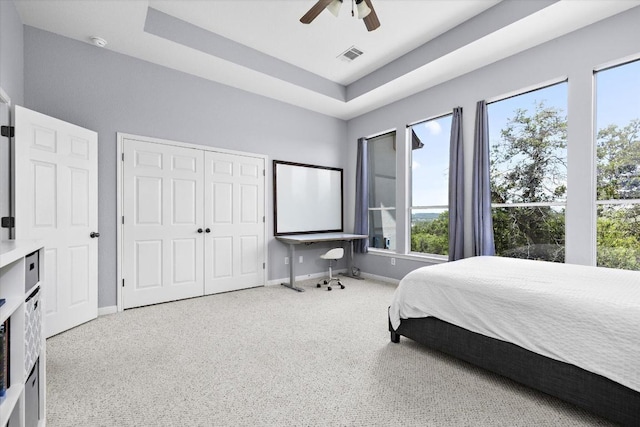 19200 White Horse Cv, Spicewood, TX 78669 - bedroom with carpet floors, ceiling fan, and a closet