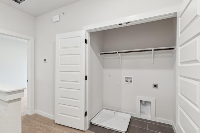 laundry room featuring laundry area, visible vents, electric dryer hookup, washer hookup, and hookup for a gas dryer