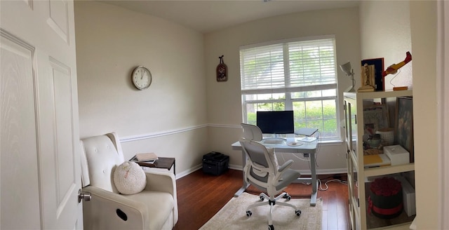 2305 Amen Corner Rd, Pflugerville, TX 78660 - office featuring baseboards and wood finished floors