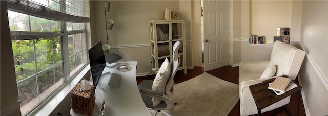 2305 Amen Corner Rd, Pflugerville, TX 78660 - office area with baseboards and wood finished floors