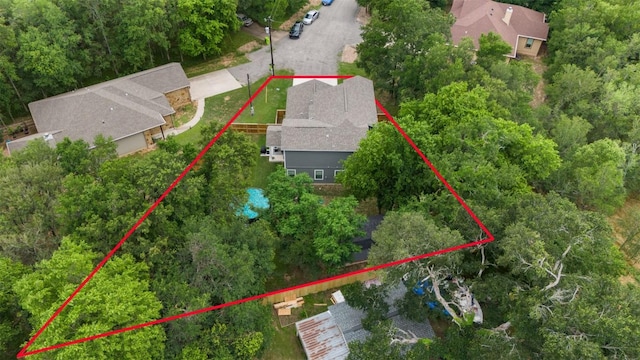 110 Manana Ct, Bastrop, TX 78602 - aerial view of property's location featuring property boundaries highlighted
