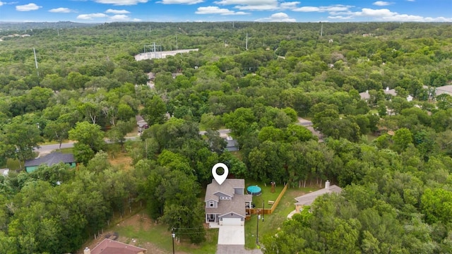 aerial view featuring a forest view
