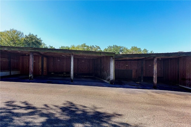 view of covered parking lot