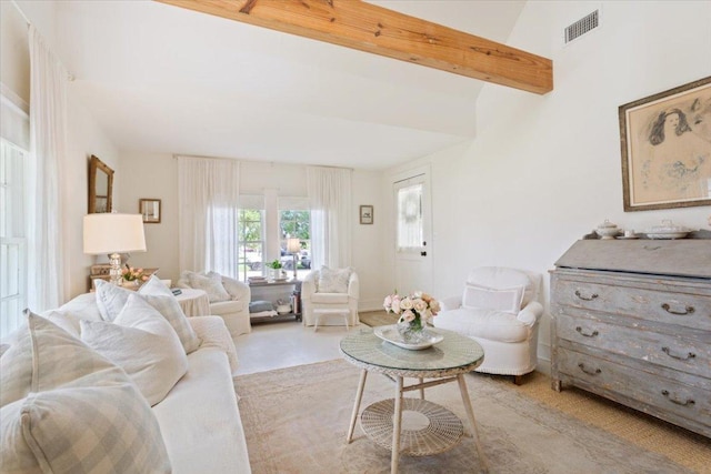living room featuring visible vents