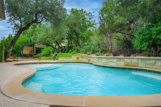 14912 Swallow Tailed Kite Dr, Austin, TX 78738 - view of swimming pool with a fenced backyard and view of scattered trees