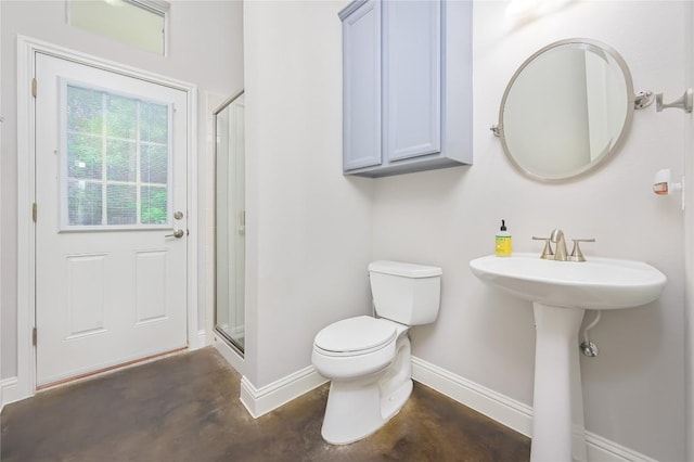 14912 Swallow Tailed Kite Dr, Austin, TX 78738 - full bath with toilet, baseboards, a stall shower, and concrete floors