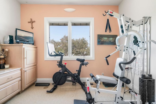 26302 Countryside Dr, Spicewood, TX 78669 - exercise room with light colored carpet and baseboards