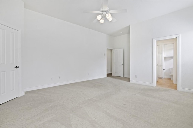 110 Woodall Dr, Georgetown, TX 78628 - unfurnished bedroom featuring carpet flooring, ensuite bath, baseboards, and a ceiling fan