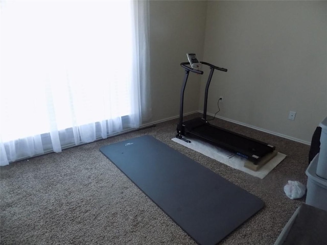 exercise room with carpet floors