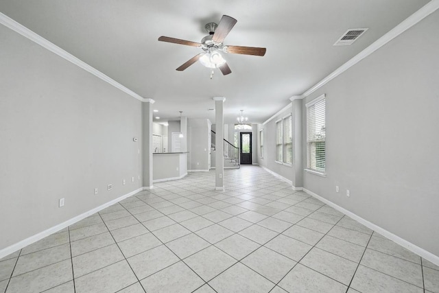 400 Hummingbird Ln Unit A, Austin, TX 78734 - unfurnished room with crown molding, a ceiling fan, and light tile patterned flooring