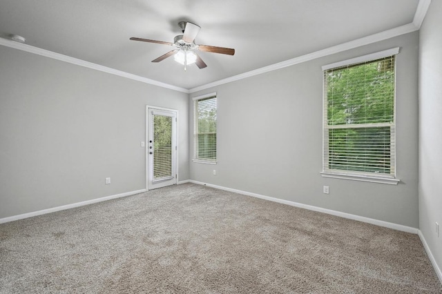 400 Hummingbird Ln Unit A, Austin, TX 78734 - carpeted empty room featuring ornamental molding, ceiling fan, and a smoke detector
