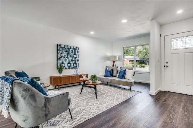 6220 Blarwood Dr, Austin, TX 78745 - living area featuring wood finished floors, recessed lighting, and baseboards