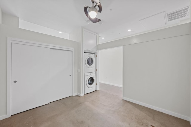 507 Sabine St Unit 503, Austin, TX 78701 - laundry area with recessed lighting, visible vents, laundry area, and stacked washer / dryer