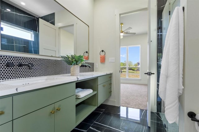17109 Saint Therese Rd, Manor, TX 78653 - full bath featuring double vanity, plenty of natural light, and a ceiling fan