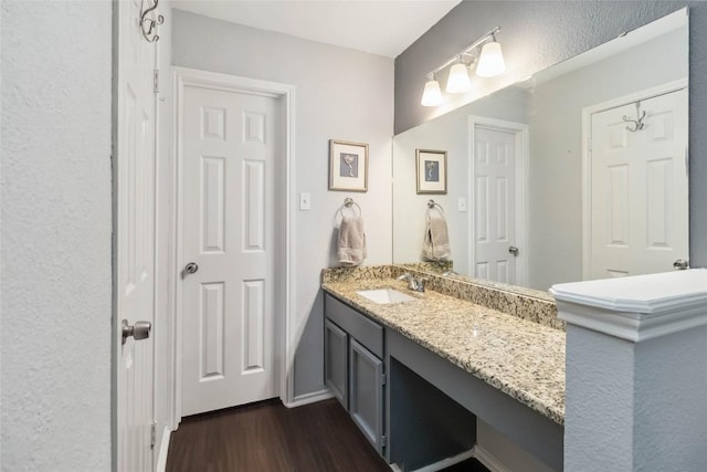 bathroom featuring vanity and wood finished floors