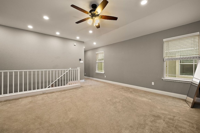 404 Buttercup Creek Blvd Unit 11, Cedar Park, TX 78613 - spare room featuring recessed lighting, light carpet, and a ceiling fan