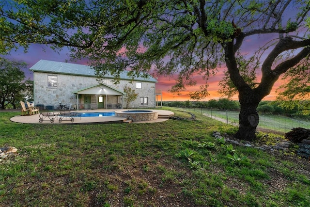 2400 W Fitzhugh Rd, Dripping Springs, TX 78630 - view of yard with a patio area and a pool with connected hot tub