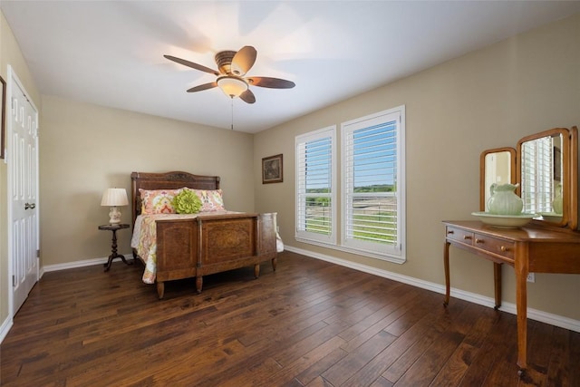 2400 W Fitzhugh Rd, Dripping Springs, TX 78630 - bedroom featuring baseboards, wood finished floors, and ceiling fan