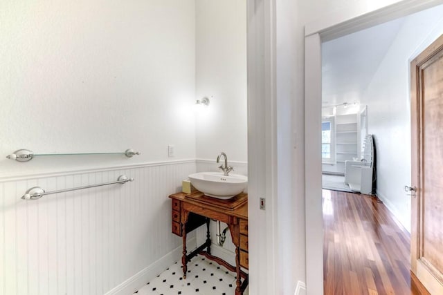 3701 Fischer Store Rd, Wimberley, TX 78676 - bathroom with a wainscoted wall and a sink
