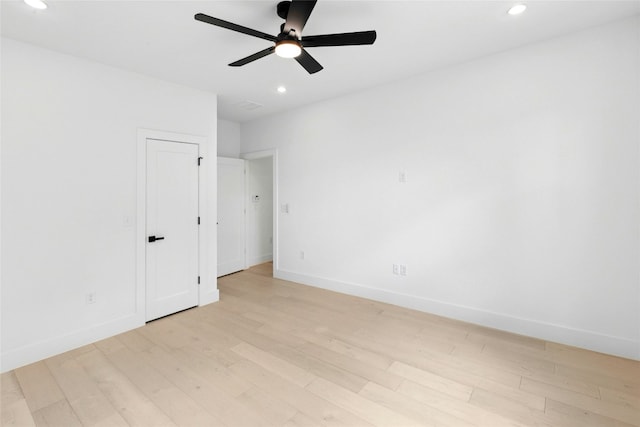 1500 Sylvan Glade Rd Unit 1A, Austin, TX 78745 - unfurnished room with light wood-type flooring, recessed lighting, and ceiling fan