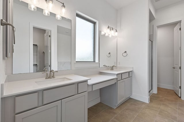 565 Raleigh Dr, Georgetown, TX 78633 - full bath with vanity, a shower stall, and tile patterned flooring