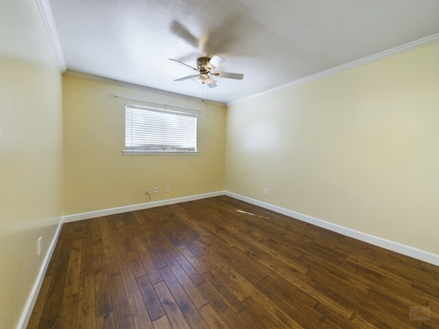 803 W 28th St Unit 206, Austin, TX 78705 - unfurnished room with a ceiling fan, ornamental molding, baseboards, and dark wood-type flooring