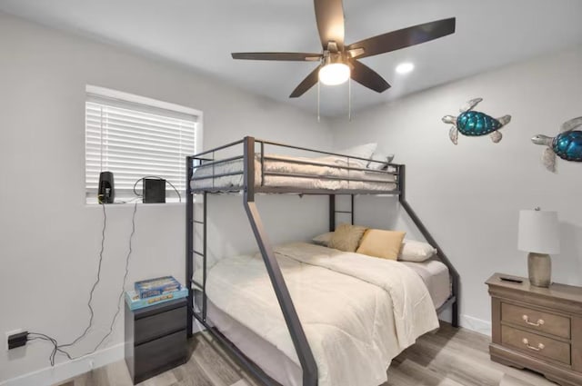 102 W Corral St Unit 2, South Padre Island, TX 78597 - bedroom featuring wood finished floors, baseboards, and ceiling fan