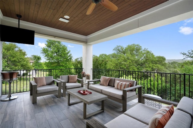 1300 Morning Moon Cir, Austin, TX 78732 - view of patio with an outdoor hangout area and a ceiling fan