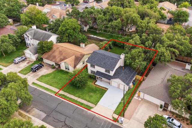 aerial view featuring a residential view