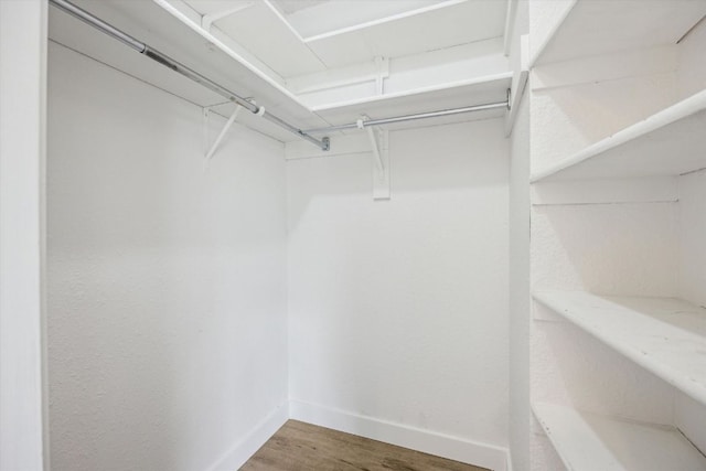 walk in closet featuring wood finished floors