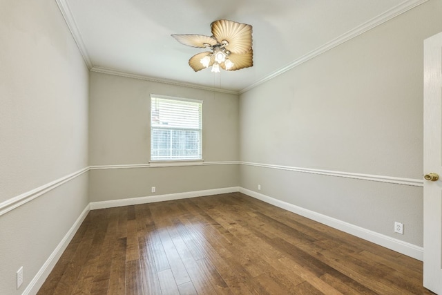 2601 Cascade Falls Dr, Austin, TX 78738 - unfurnished room featuring hardwood / wood-style floors, baseboards, ceiling fan, and ornamental molding