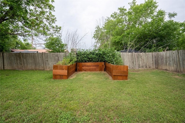 view of yard with a fenced backyard