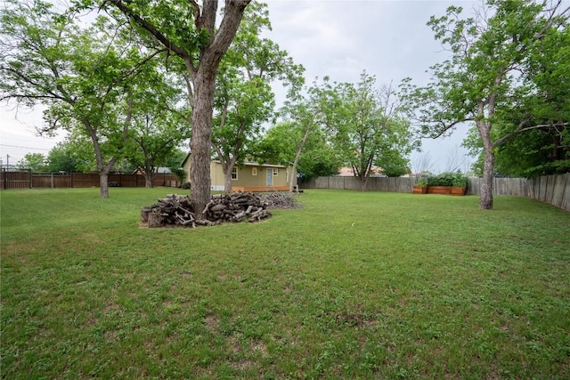 view of yard featuring a fenced backyard