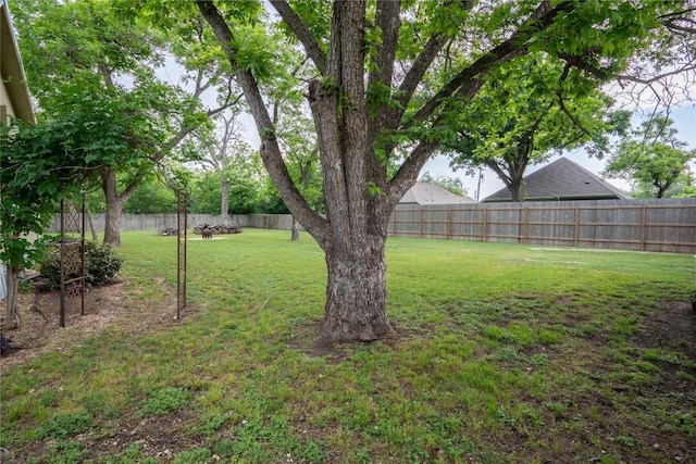 view of yard featuring a fenced backyard
