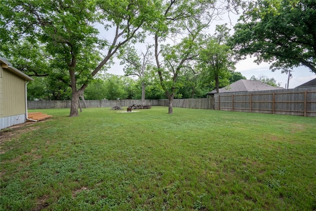 view of yard with a fenced backyard