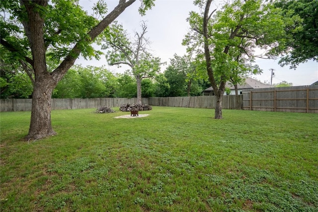 view of yard featuring a fenced backyard