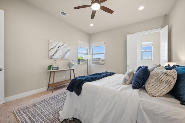 6800 Idea Rd, Austin, TX 78741 - bedroom featuring baseboards, recessed lighting, visible vents, and carpet floors