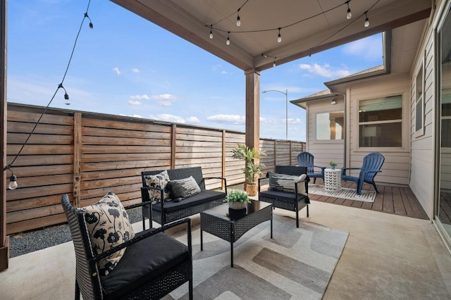 6800 Idea Rd, Austin, TX 78741 - view of patio / terrace featuring outdoor lounge area and a fenced backyard